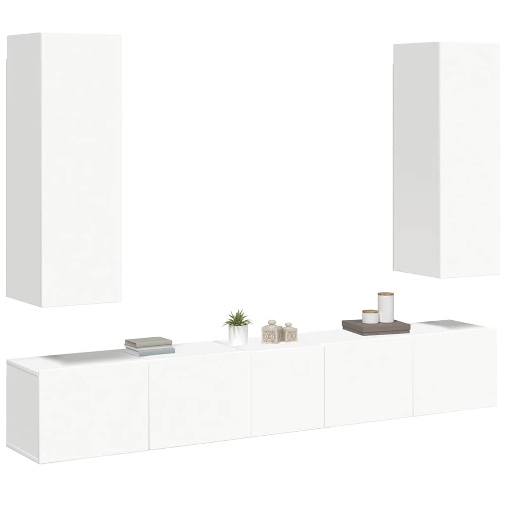 Ensemble de 5 meubles TV vidaXL blanc en bois d'ingénierie