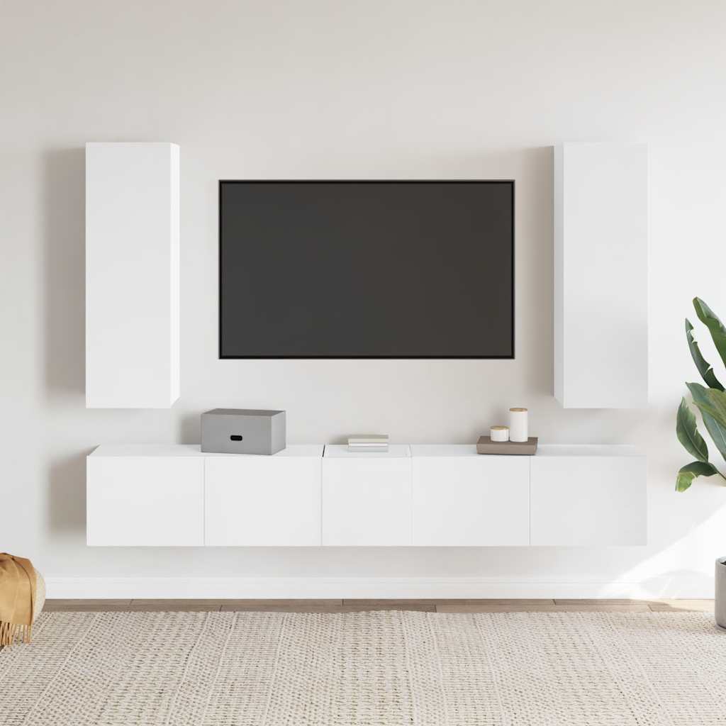 Ensemble de 5 meubles TV vidaXL blanc en bois d'ingénierie