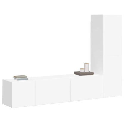 vidaXL Meuble TV 3 pièces Blanc Bois d'ingénierie