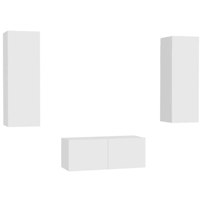 vidaXL Meuble TV 3 pièces Blanc Bois d'ingénierie