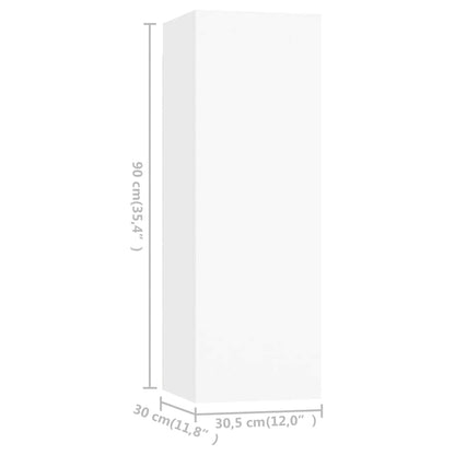 vidaXL Meuble TV 3 pièces Blanc Bois d'ingénierie