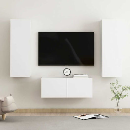 vidaXL Meuble TV 3 pièces Blanc Bois d'ingénierie