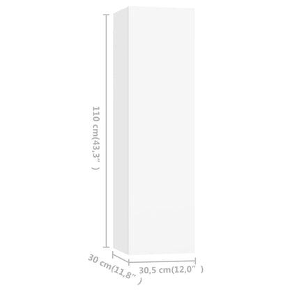 vidaXL Meuble TV 3 pièces Blanc Bois d'ingénierie