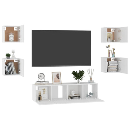 vidaXL Meuble TV 6 pièces blanc en bois d'ingénierie