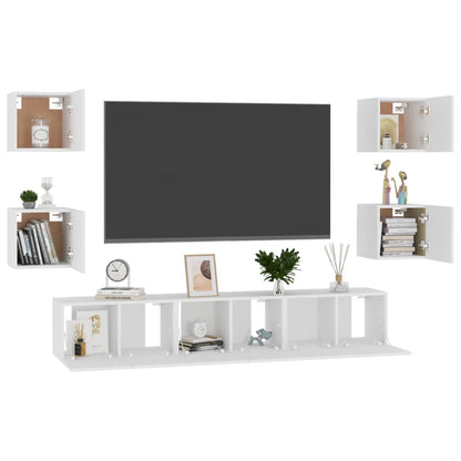 vidaXL Ensemble de 7 meubles TV blanc en bois d'ingénierie