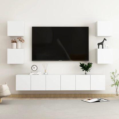 vidaXL Ensemble de 7 meubles TV blanc en bois d'ingénierie