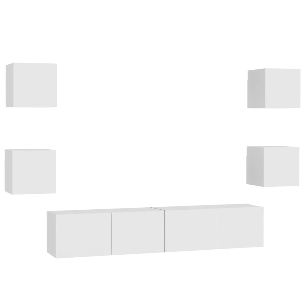 vidaXL Ensemble de meubles TV 6 pcs Blanc Bois d'ingénierie