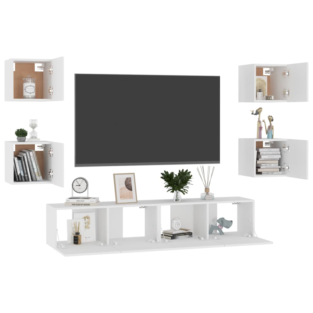 vidaXL Ensemble de meubles TV 6 pcs Blanc Bois d'ingénierie
