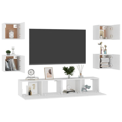 vidaXL Ensemble de meubles TV 6 pcs Blanc Bois d'ingénierie