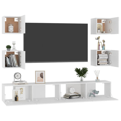 vidaXL Ensemble de meubles TV 6 pcs Blanc Bois d'ingénierie