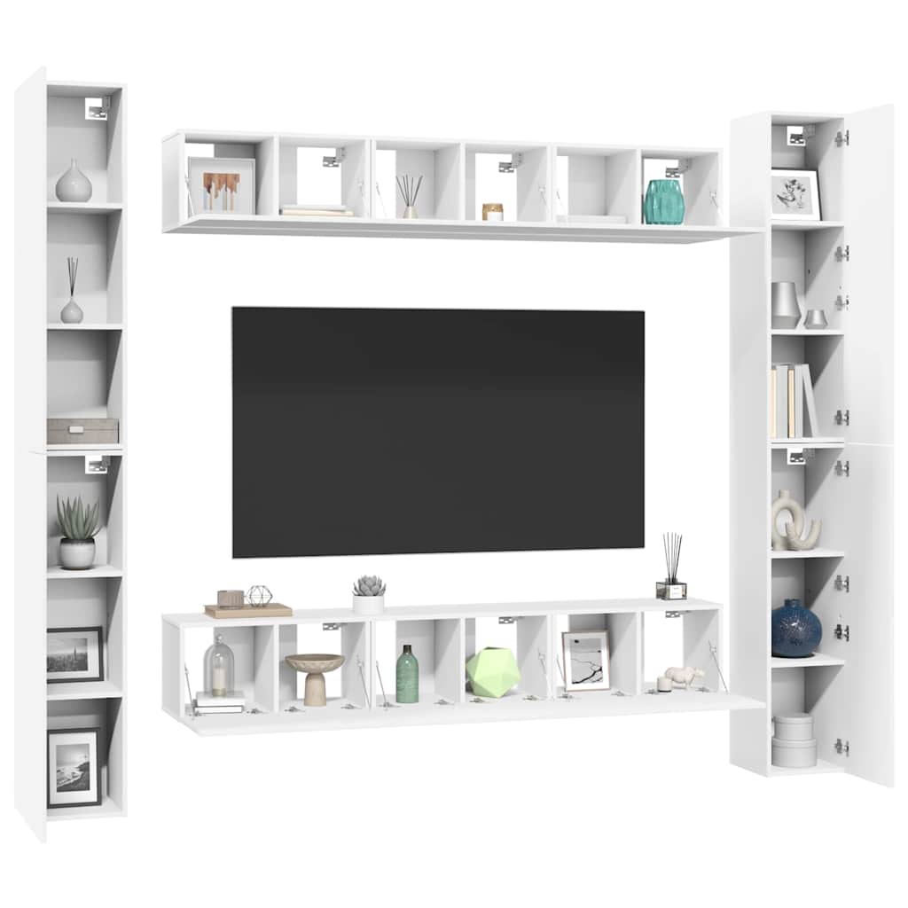 vidaXL Meuble TV 6 pièces blanc en bois d'ingénierie