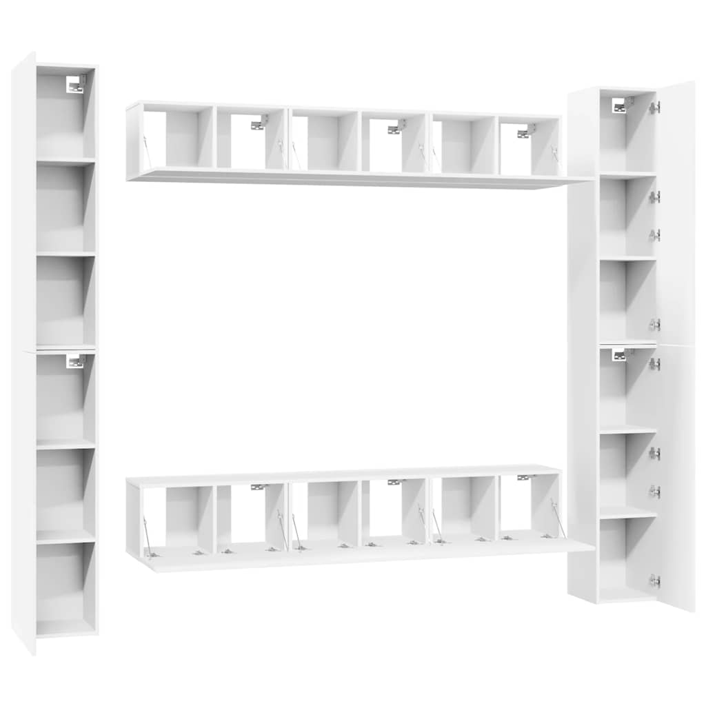 vidaXL Meuble TV 6 pièces blanc en bois d'ingénierie