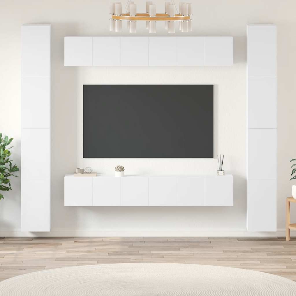 vidaXL Meuble TV 6 pièces blanc en bois d'ingénierie