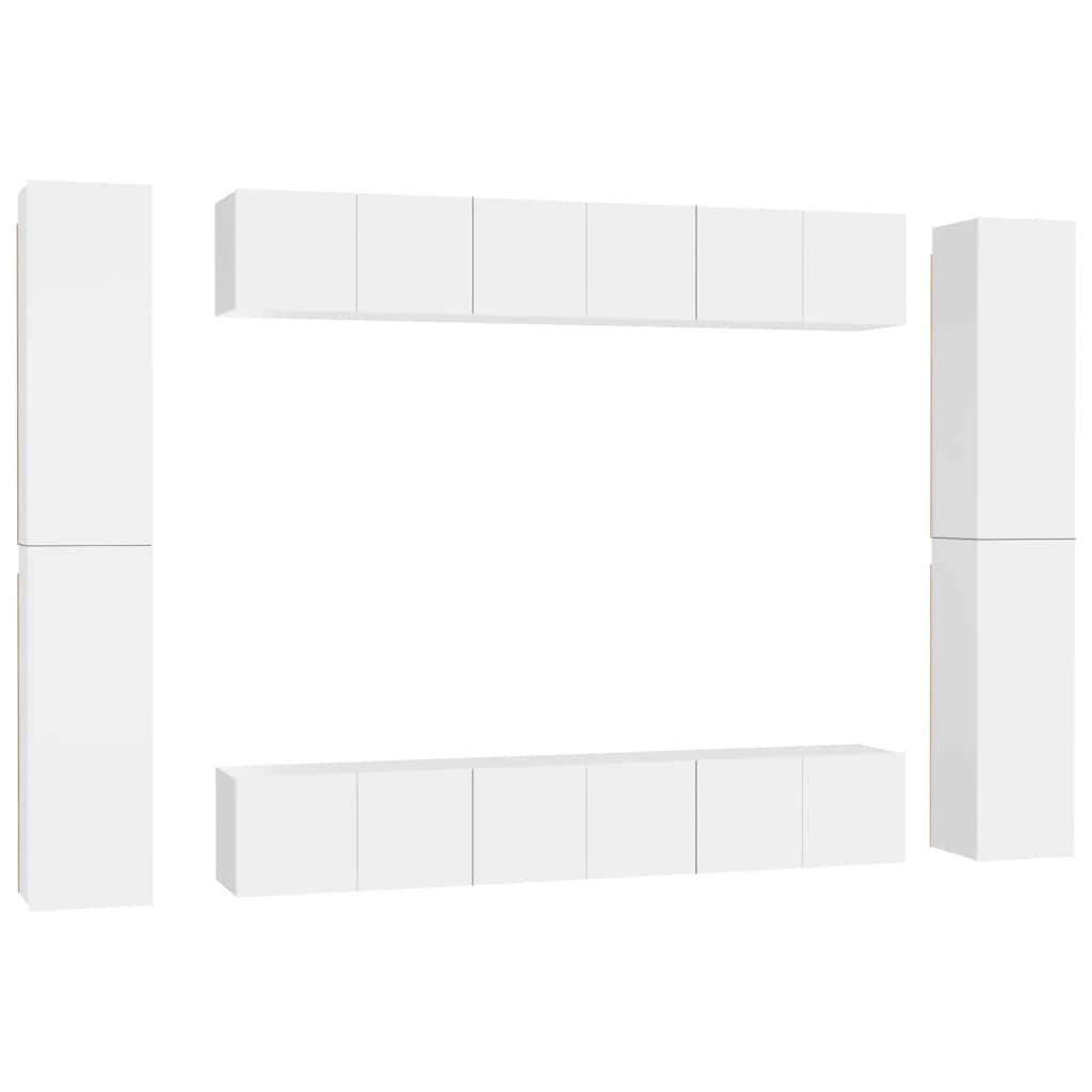 vidaXL Meuble TV 10 pcs Blanc Aggloméré