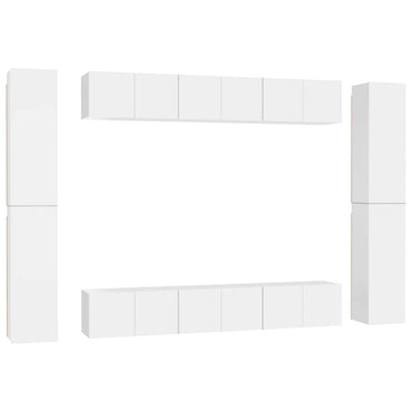 vidaXL Meuble TV 10 pcs Blanc Aggloméré