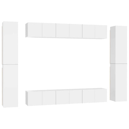 vidaXL Meuble TV 10 pcs Blanc Aggloméré