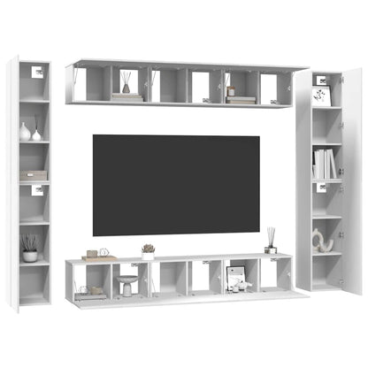 vidaXL Meuble TV 10 pcs Blanc Aggloméré