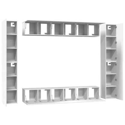 vidaXL Meuble TV 10 pcs Blanc Aggloméré