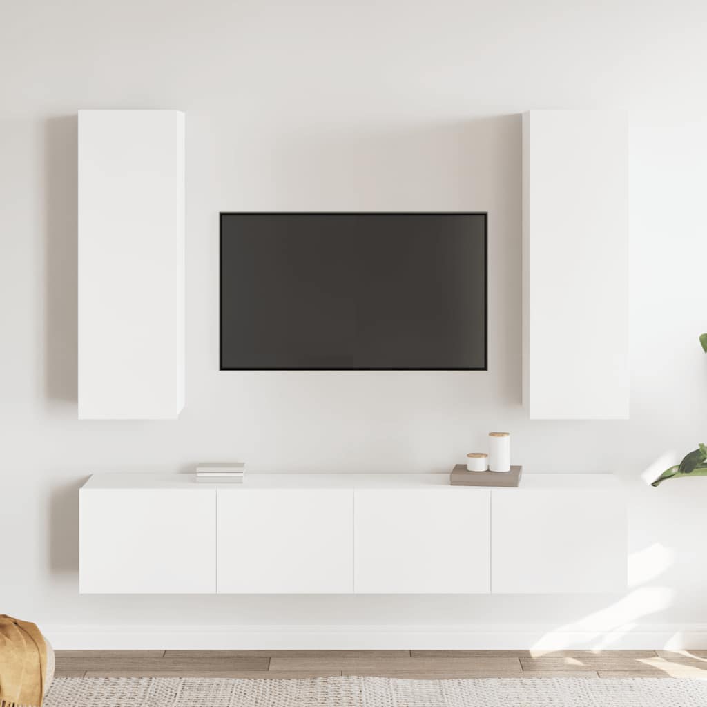 vidaXL Ensemble de meubles TV 4 pcs Blanc Bois d'ingénierie