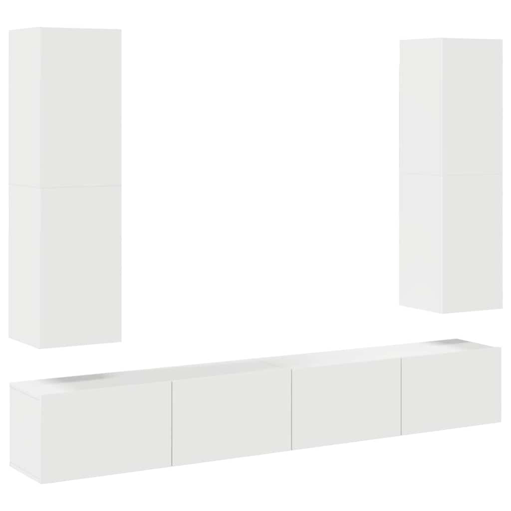 vidaXL Ensemble de meubles TV 4 pcs Blanc Bois d'ingénierie