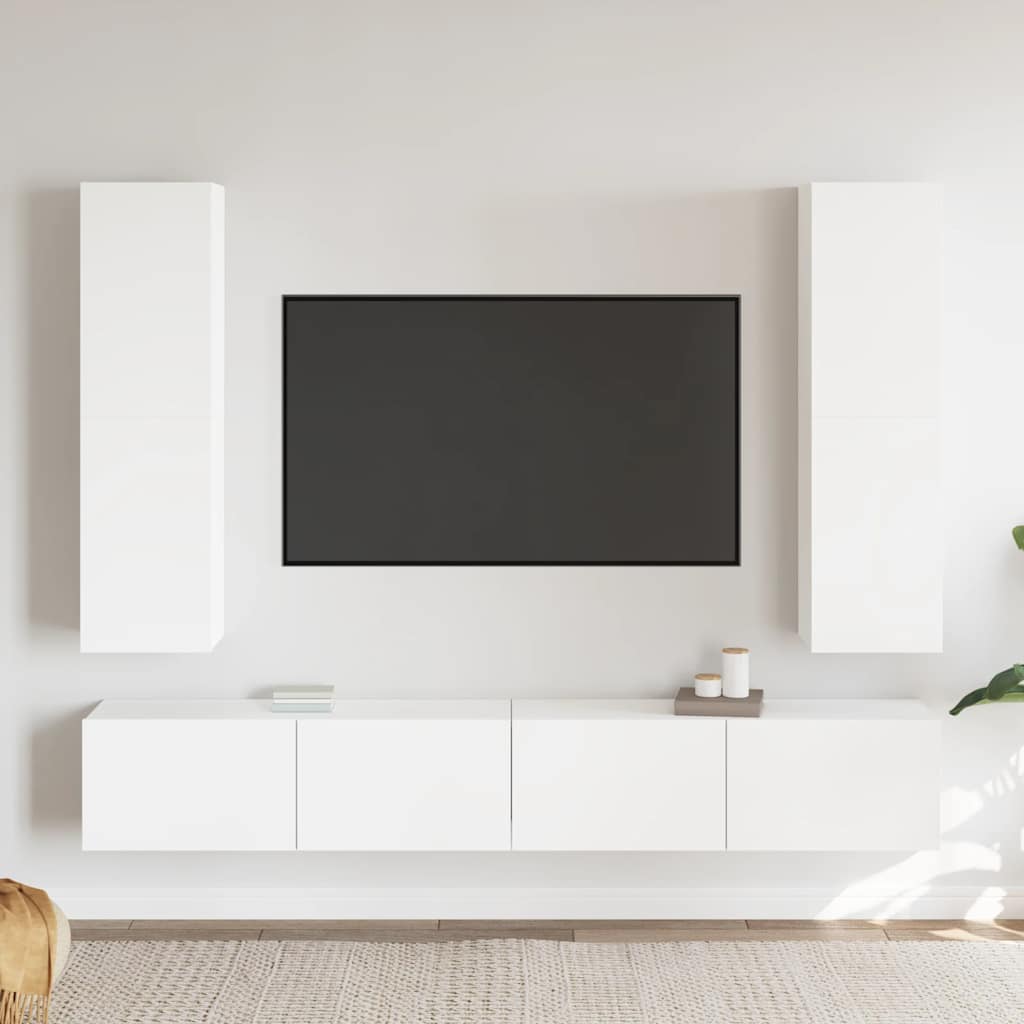 vidaXL Ensemble de meubles TV 4 pcs Blanc Bois d'ingénierie