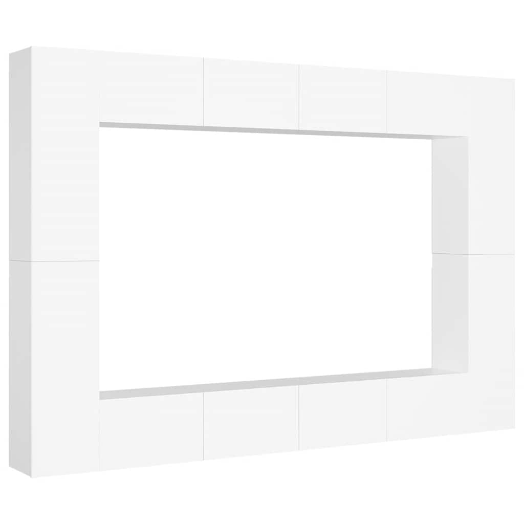 vidaXL Meuble TV, 8 pcs, Blanc, Bois d'ingénierie