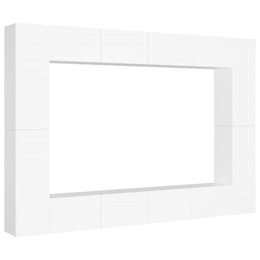 vidaXL Meuble TV, 8 pcs, Blanc, Bois d'ingénierie