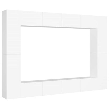 vidaXL Meuble TV, 8 pcs, Blanc, Bois d'ingénierie