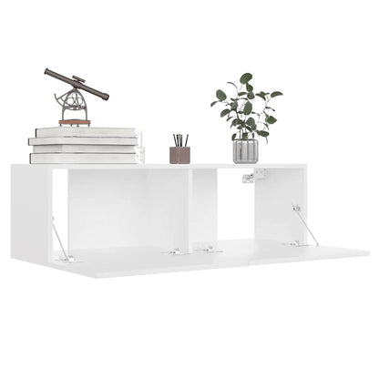 vidaXL Meuble TV, 8 pcs, Blanc, Bois d'ingénierie