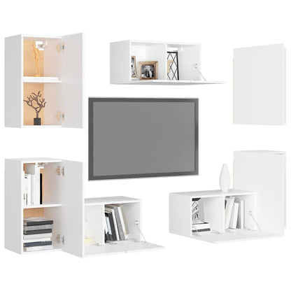 vidaXL Ensemble de 7 meubles TV blanc en bois d'ingénierie