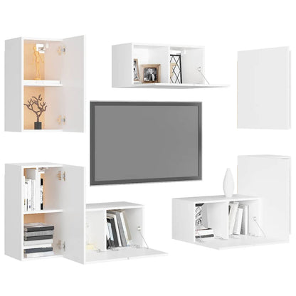 vidaXL Ensemble de 7 meubles TV blanc en bois d'ingénierie