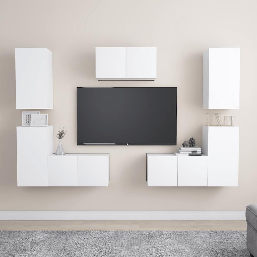 vidaXL Ensemble de 7 meubles TV blanc en bois d'ingénierie