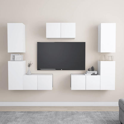 vidaXL Ensemble de 7 meubles TV blanc en bois d'ingénierie
