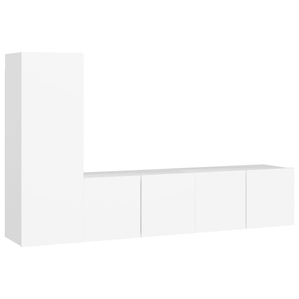 vidaXL Meuble TV 3 pièces Blanc Bois d'ingénierie