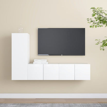 vidaXL Meuble TV 3 pièces Blanc Bois d'ingénierie