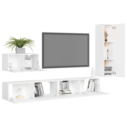 vidaXL Ensemble de 4 meubles TV Blanc Bois d'ingénierie