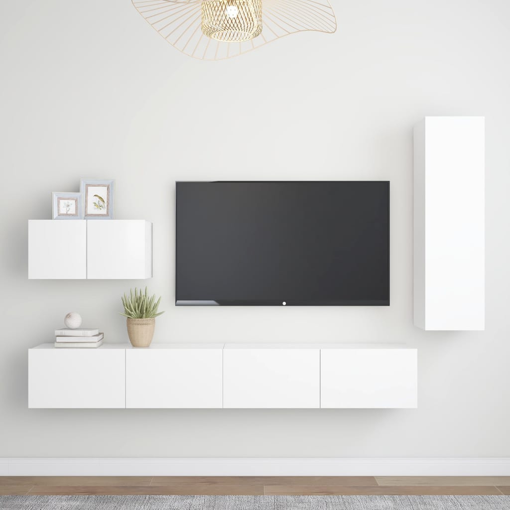vidaXL Ensemble de 4 meubles TV Blanc Bois d'ingénierie