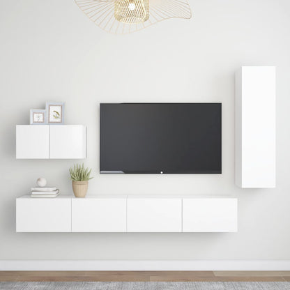 vidaXL Ensemble de 4 meubles TV Blanc Bois d'ingénierie