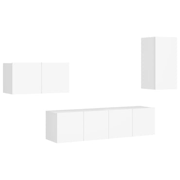 vidaXL Ensemble de 4 meubles TV Blanc Bois d'ingénierie