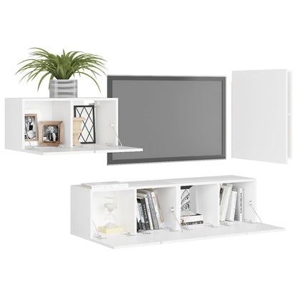 vidaXL Ensemble de 4 meubles TV Blanc Bois d'ingénierie