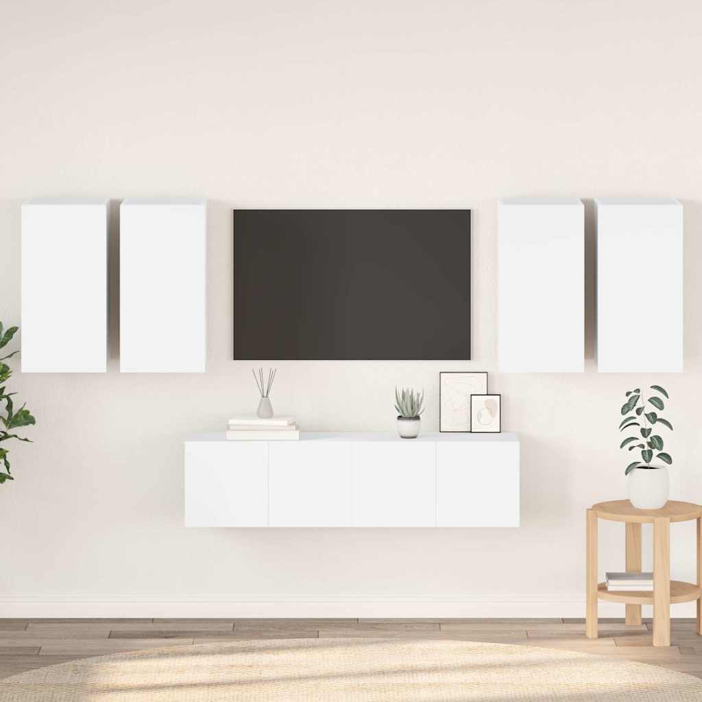 vidaXL Ensemble de meubles TV 6 pcs Blanc Bois d'ingénierie
