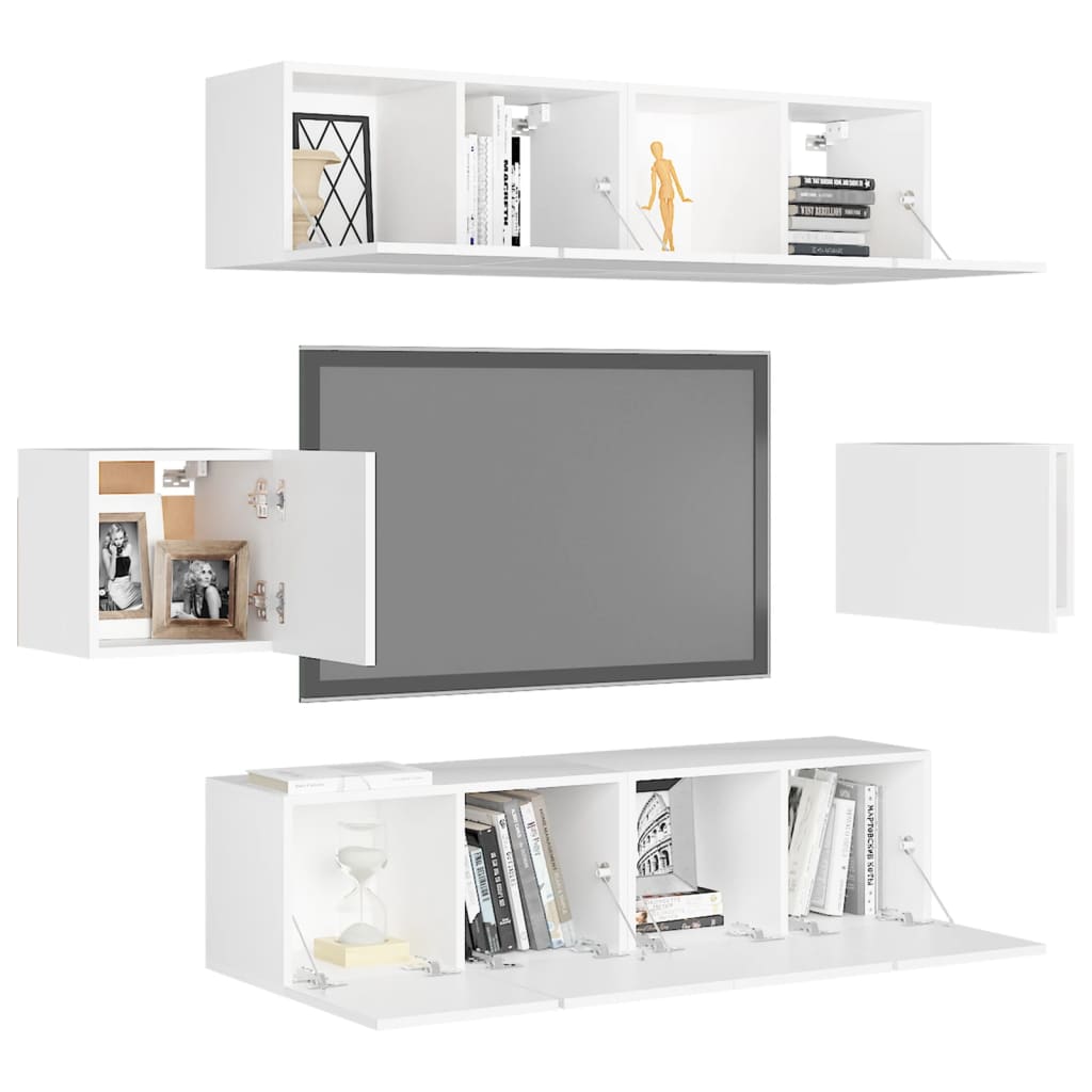 vidaXL Ensemble de 6 meubles TV blanc en bois d'ingénierie