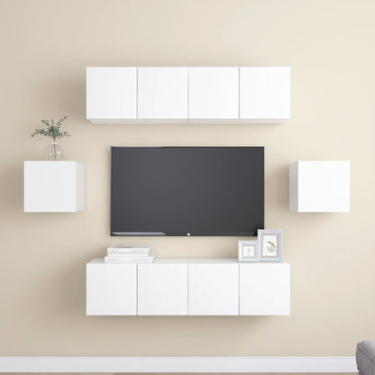vidaXL Ensemble de 6 meubles TV blanc en bois d'ingénierie