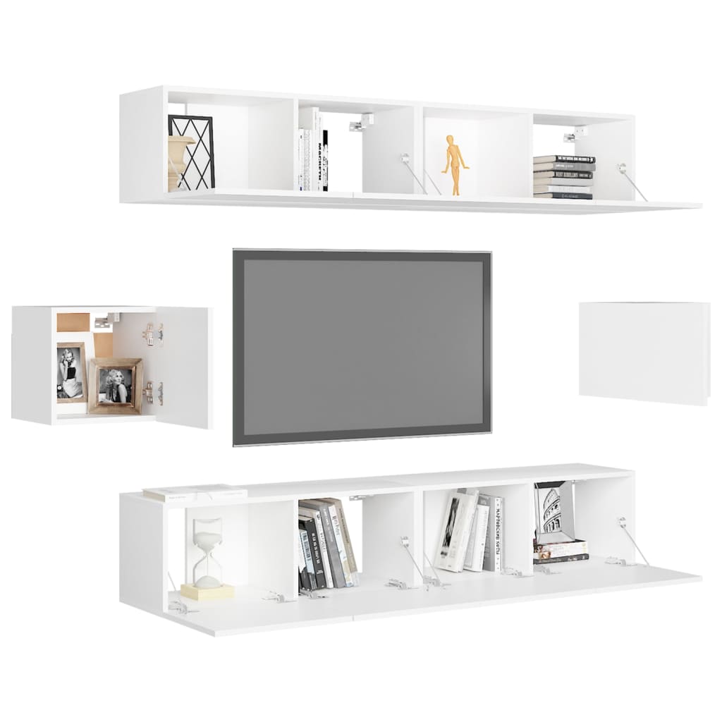 vidaXL Ensemble de meubles TV 6 pcs Blanc Bois d'ingénierie