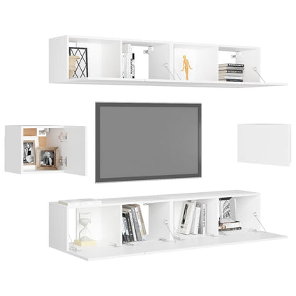 vidaXL Ensemble de meubles TV 6 pcs Blanc Bois d'ingénierie