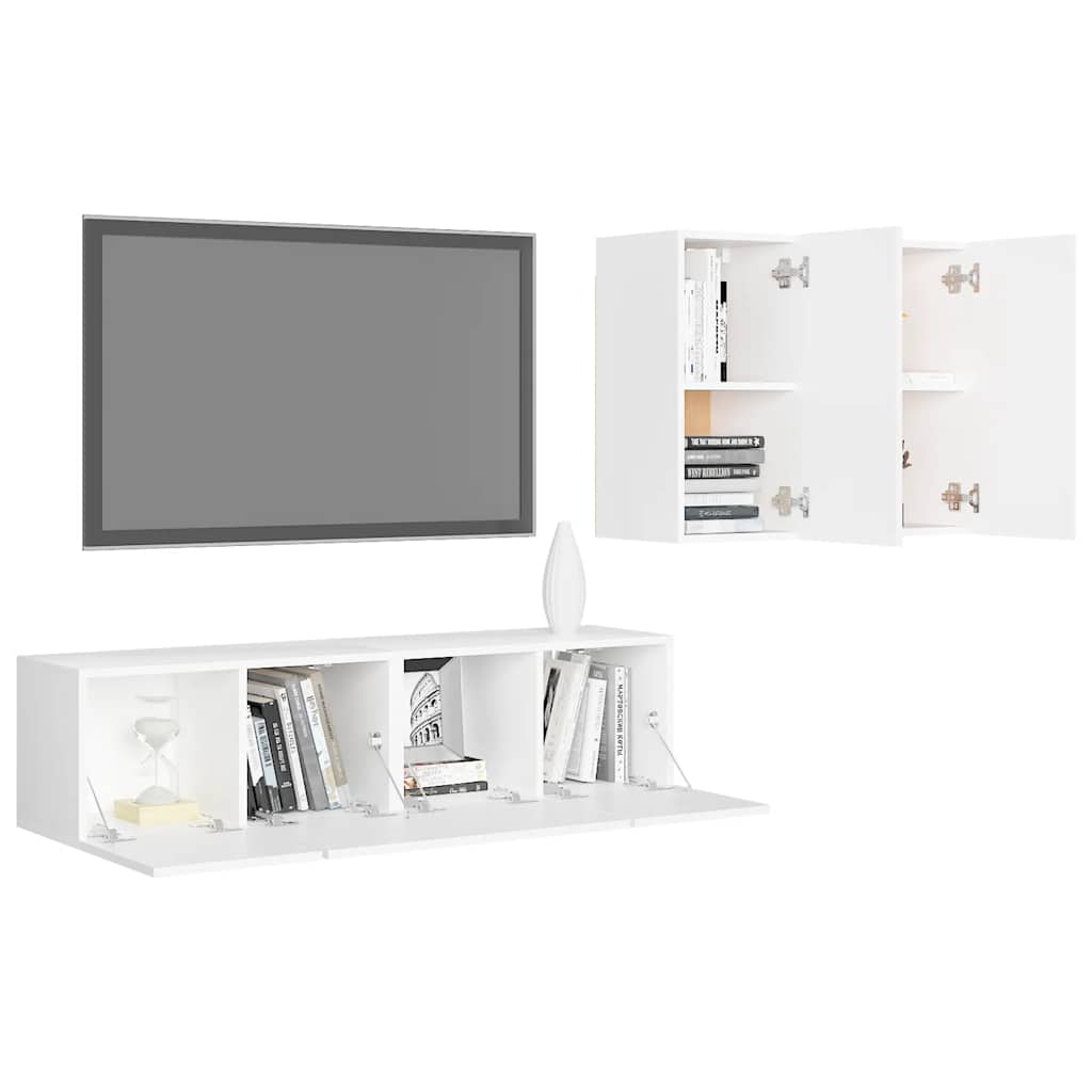 vidaXL Ensemble de 4 meubles TV Blanc Bois d'ingénierie