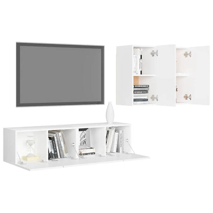 vidaXL Ensemble de 4 meubles TV Blanc Bois d'ingénierie