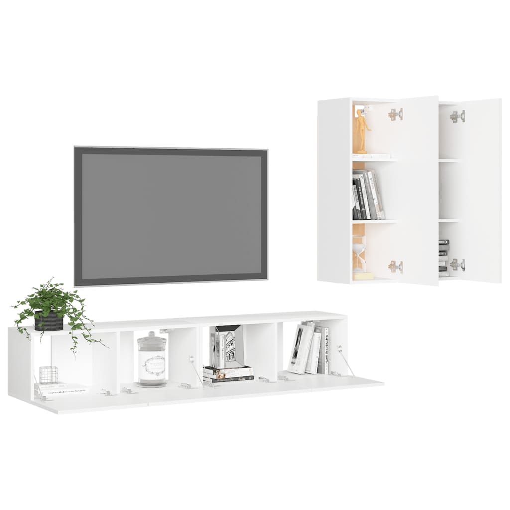 vidaXL Ensemble de 4 meubles TV Blanc Bois d'ingénierie