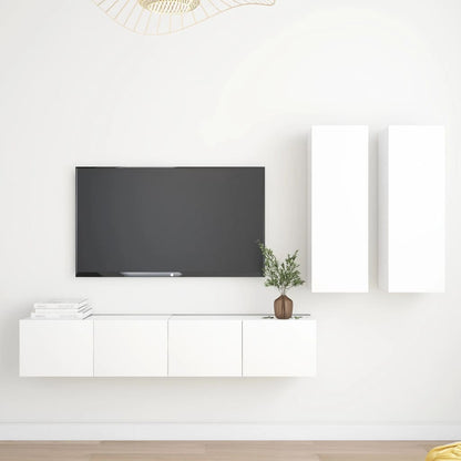 vidaXL Ensemble de 4 meubles TV Blanc Bois d'ingénierie