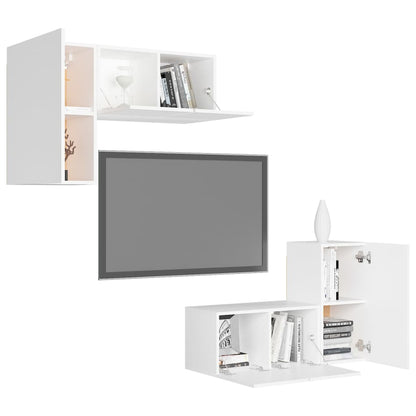 vidaXL Ensemble de 4 meubles TV Blanc Bois d'ingénierie